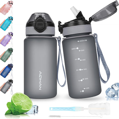 AOHAN 1 Litre Water Bottle with Leakproof Flip Lid BPA-Free Sports Drinking Bottle with Straw, Dishwasher Safe, Non-Toxic Water Bottle with Carry Strap