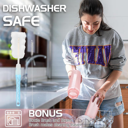 AOHAN 1 Litre Water Bottle with Leakproof Flip Lid BPA-Free Sports Drinking Bottle with Straw, Dishwasher Safe, Non-Toxic Water Bottle with Carry Strap