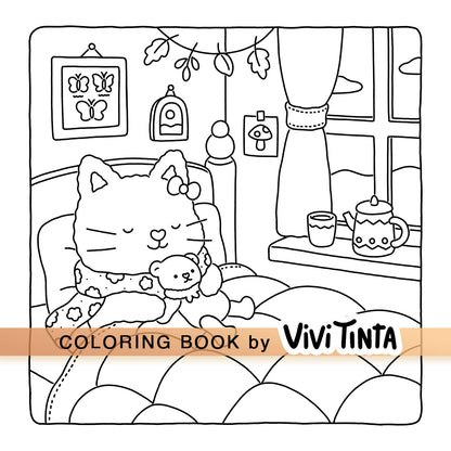 Fuzzy Hygge: Cute and Cozy Coloring Book for Adults & Teens Featuring Adorable Animals Characters for Stress Relief