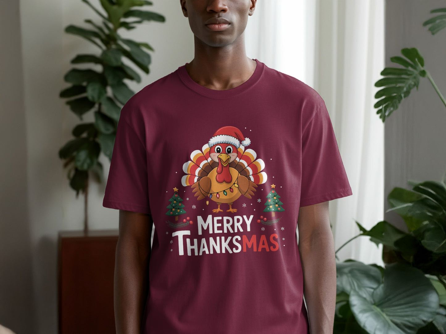 Merry Thanksmas Festive Turkey Graphic T-Shirt product type