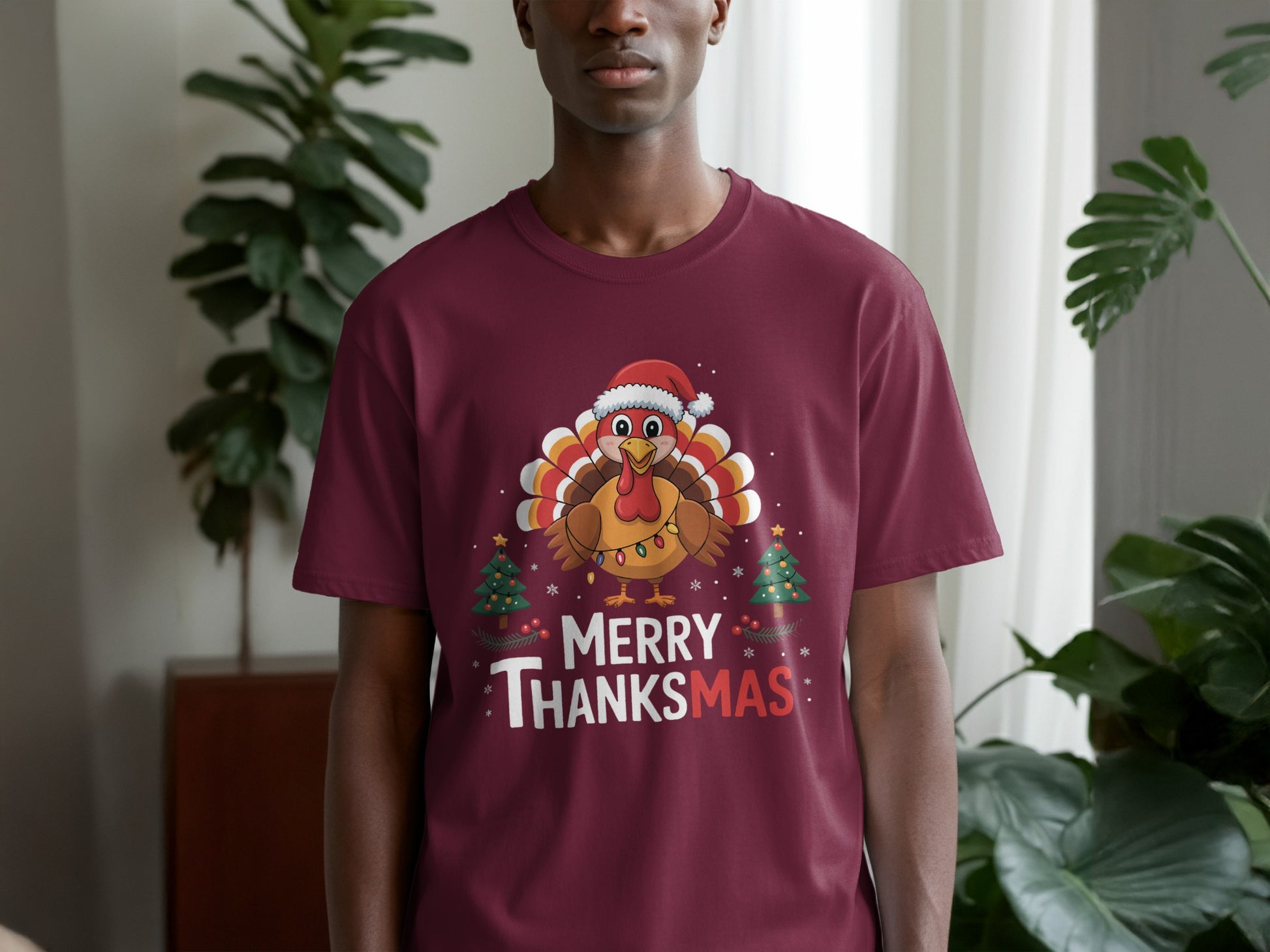 Merry Thanksmas Festive Turkey Graphic T-Shirt product type