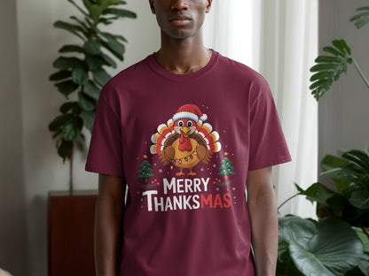 Merry Thanksmas Festive Turkey Graphic T-Shirt product type