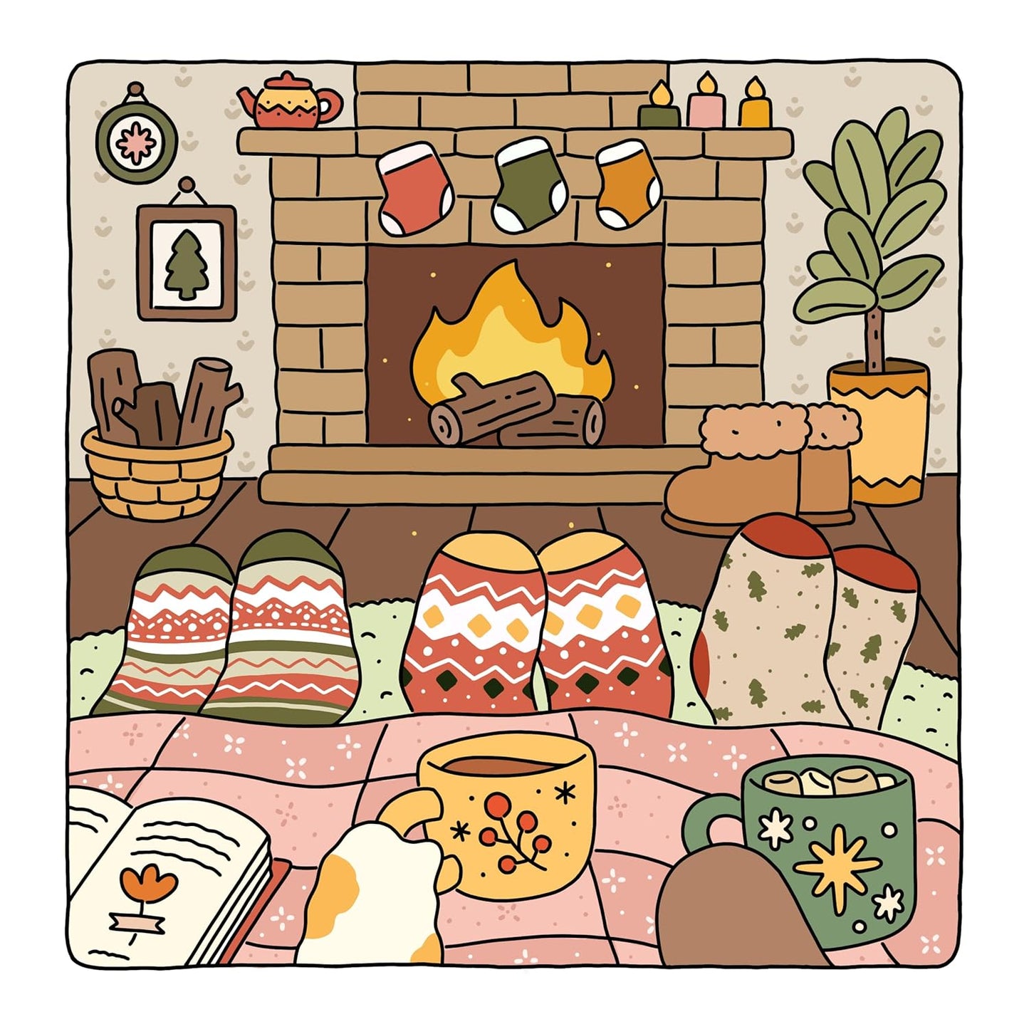 Fuzzy Hygge: Cute and Cozy Coloring Book for Adults & Teens Featuring Adorable Animals Characters for Stress Relief