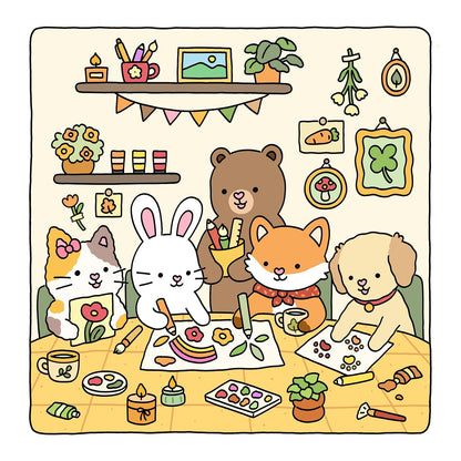 Fuzzy Hygge: Cute and Cozy Coloring Book for Adults & Teens Featuring Adorable Animals Characters for Stress Relief