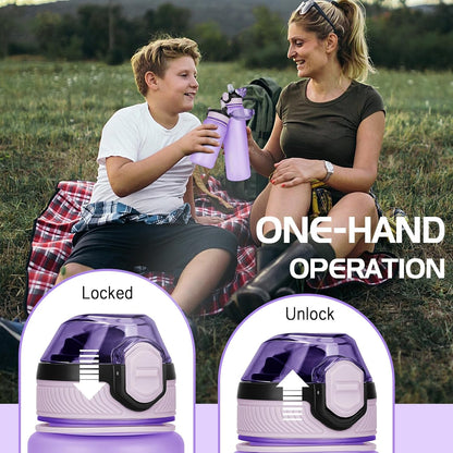 AOHAN 1 Litre Water Bottle with Leakproof Flip Lid BPA-Free Sports Drinking Bottle with Straw, Dishwasher Safe, Non-Toxic Water Bottle with Carry Strap