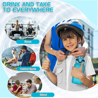 AOHAN 1 Litre Water Bottle with Leakproof Flip Lid BPA-Free Sports Drinking Bottle with Straw, Dishwasher Safe, Non-Toxic Water Bottle with Carry Strap