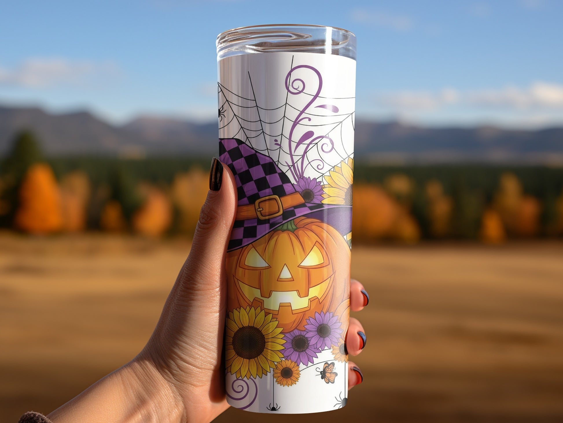 Halloween Pumpkin and Flowers Design Tumbler product type