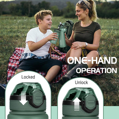 AOHAN 1 Litre Water Bottle with Leakproof Flip Lid BPA-Free Sports Drinking Bottle with Straw, Dishwasher Safe, Non-Toxic Water Bottle with Carry Strap