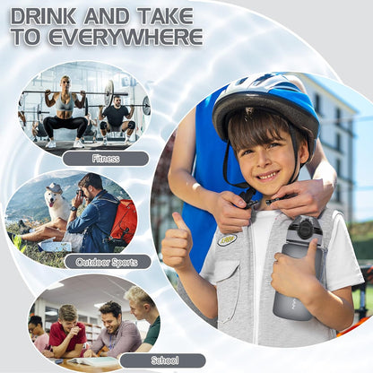 AOHAN 1 Litre Water Bottle with Leakproof Flip Lid BPA-Free Sports Drinking Bottle with Straw, Dishwasher Safe, Non-Toxic Water Bottle with Carry Strap