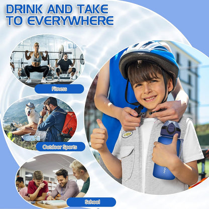 AOHAN 1 Litre Water Bottle with Leakproof Flip Lid BPA-Free Sports Drinking Bottle with Straw, Dishwasher Safe, Non-Toxic Water Bottle with Carry Strap