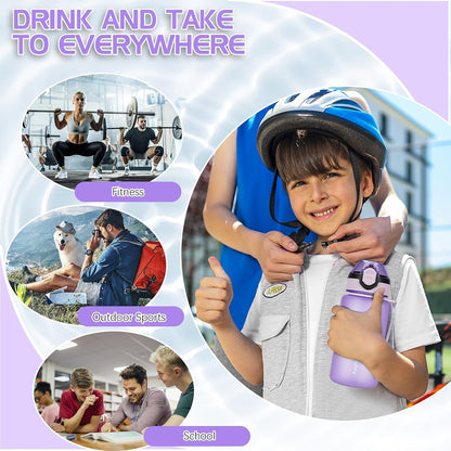 AOHAN 1 Litre Water Bottle with Leakproof Flip Lid BPA-Free Sports Drinking Bottle with Straw, Dishwasher Safe, Non-Toxic Water Bottle with Carry Strap