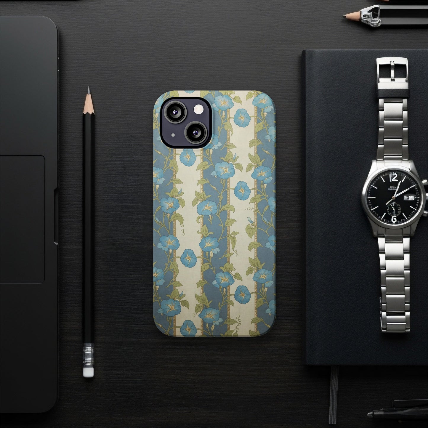Stylish Blue Floral Pattern iPhone Case product