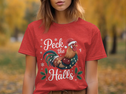 Peck the Halls Festive Rooster Holiday T-shirt product type