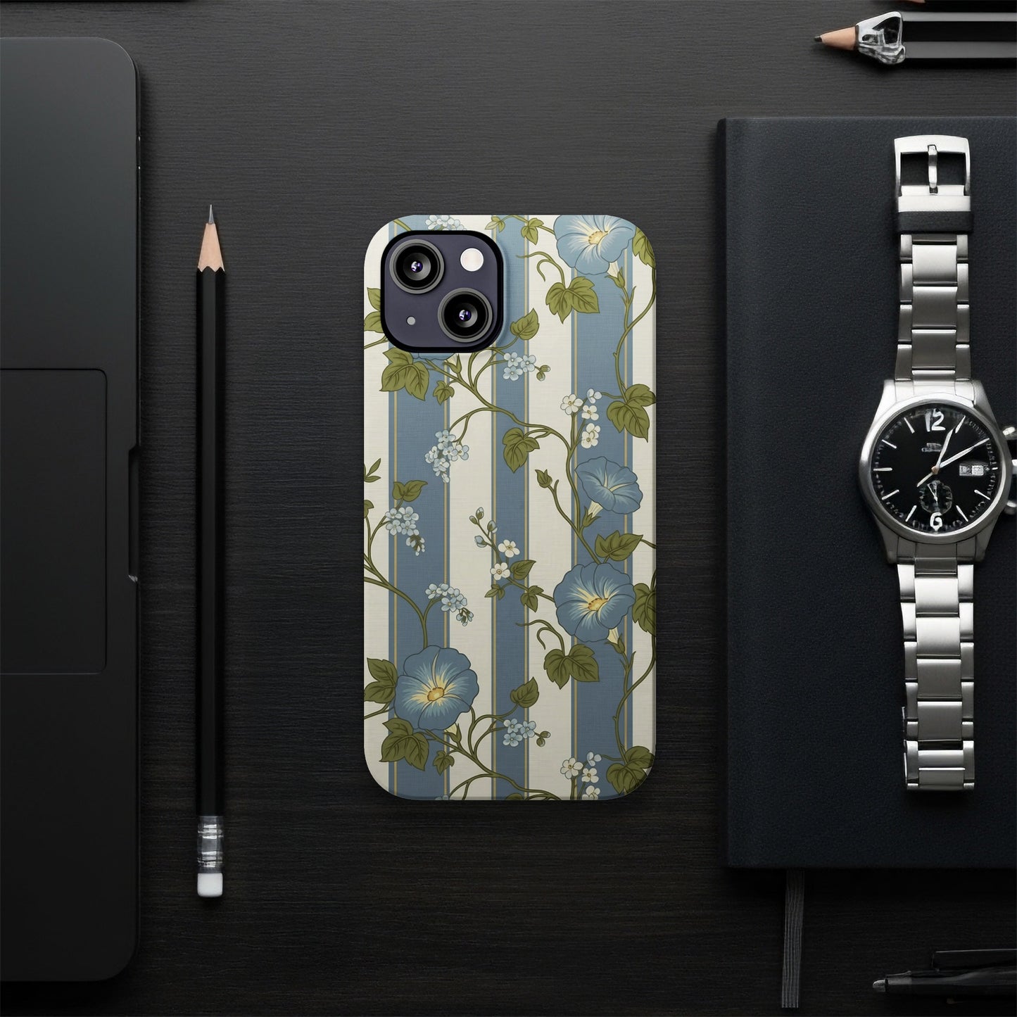 Elegant Floral Striped Phone Case Sleek Modern Product