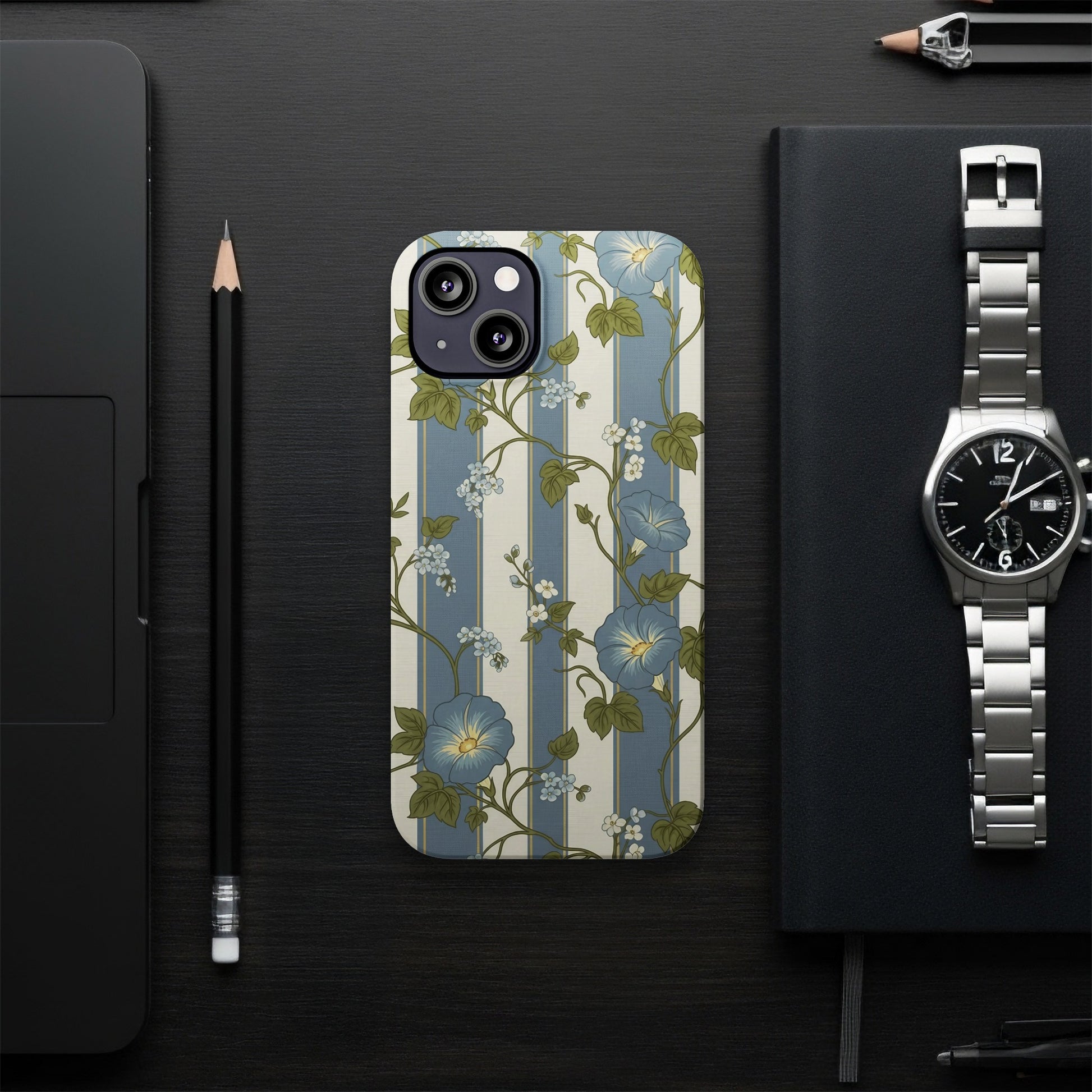 Elegant Floral Striped Phone Case Sleek Modern Product