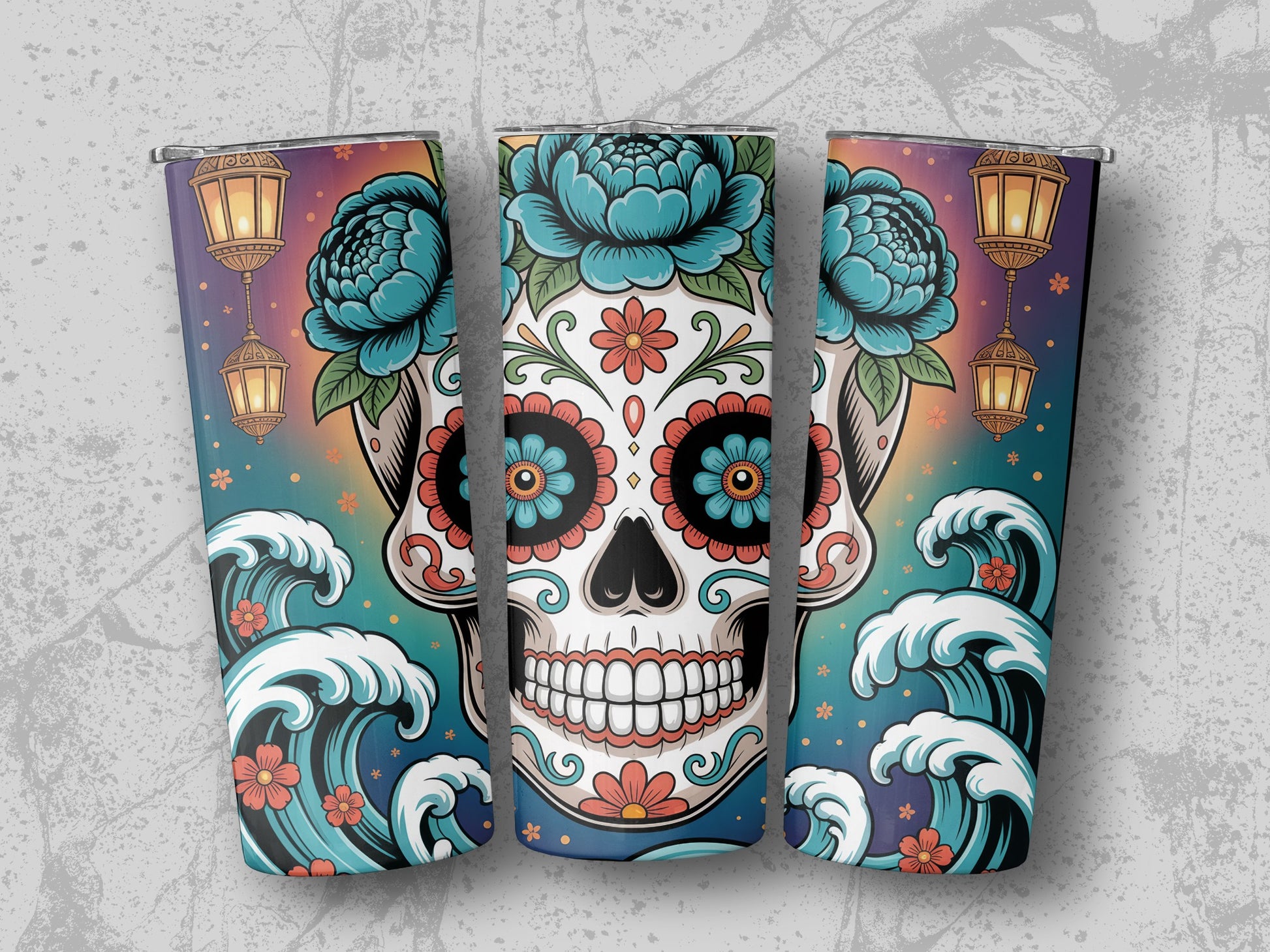 Stunning Sugar Skull Floral Ocean Waves Product Type