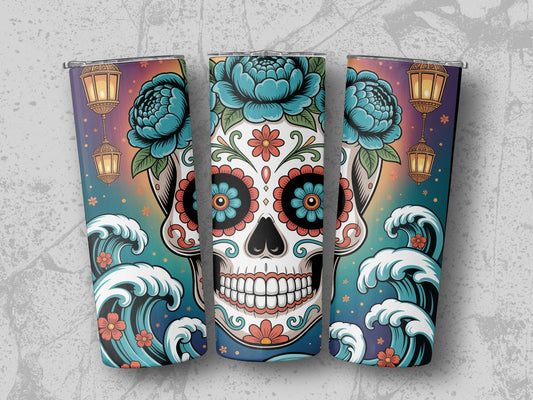Stunning Sugar Skull Floral Ocean Waves Product Type