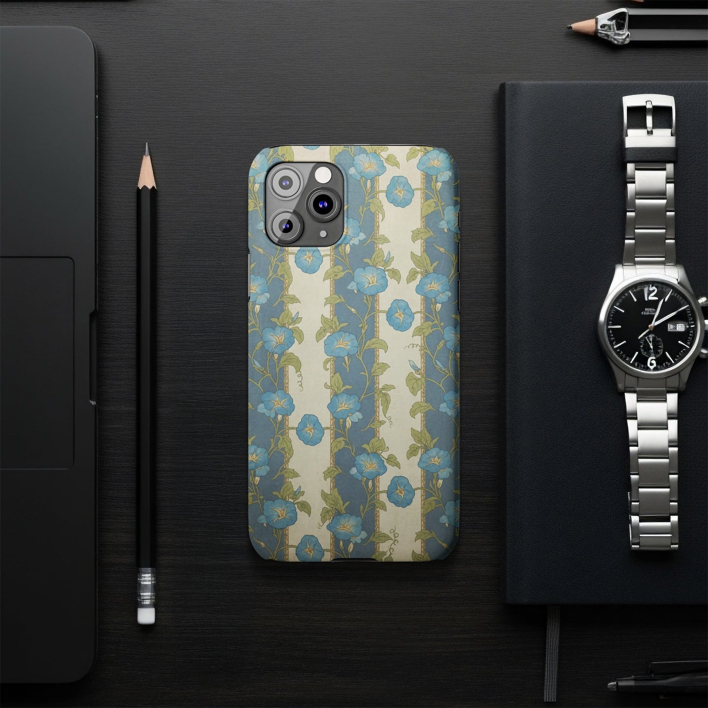 Floral Patterned Blue and Green iPhone Case product
