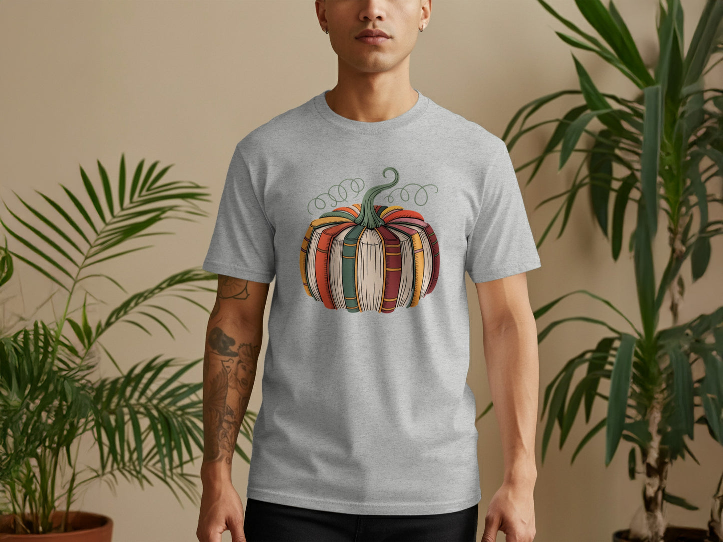 Book Pumpkin Illustration Readers Autumn Season T-Shirt