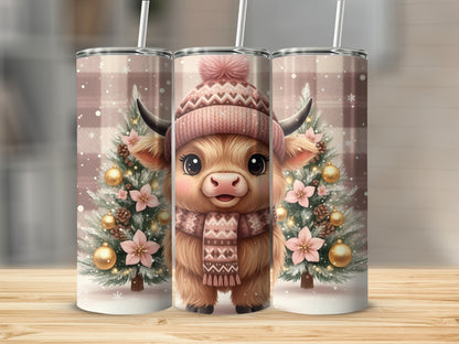 Cute Festive Cow with Christmas Ornaments Tumbler product