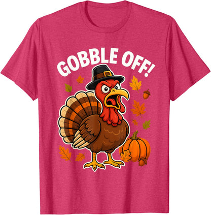 Gobble Off Angry Turkey Shirt Funny Thanksgiving Cartoon Tee T-Shirt