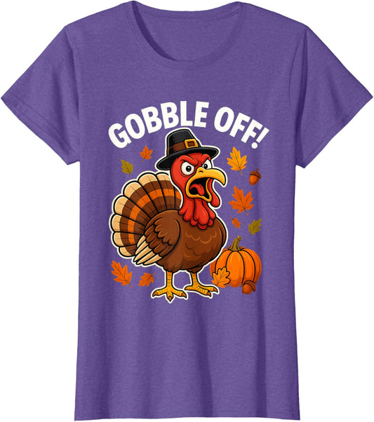 Gobble Off Angry Turkey Shirt Funny Thanksgiving Cartoon Tee T-Shirt