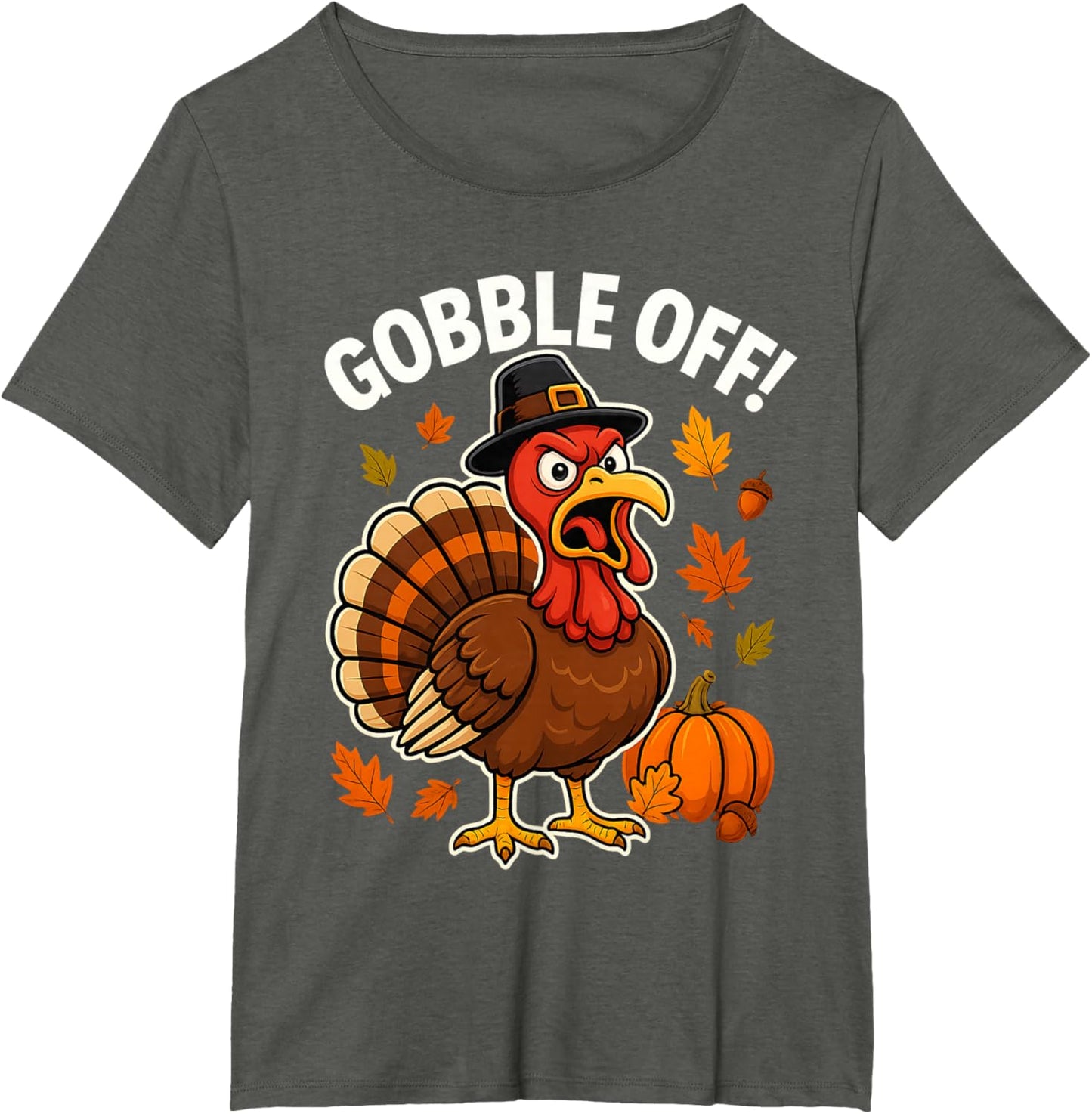 Gobble Off Angry Turkey Shirt Funny Thanksgiving Cartoon Tee T-Shirt