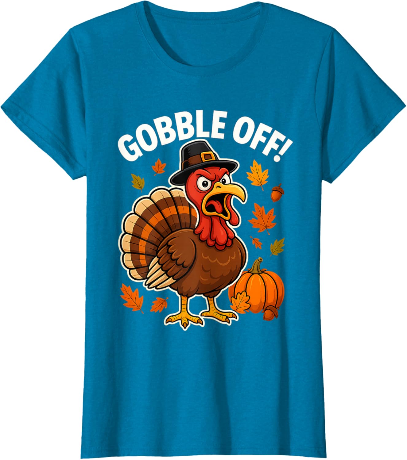 Gobble Off Angry Turkey Shirt Funny Thanksgiving Cartoon Tee T-Shirt