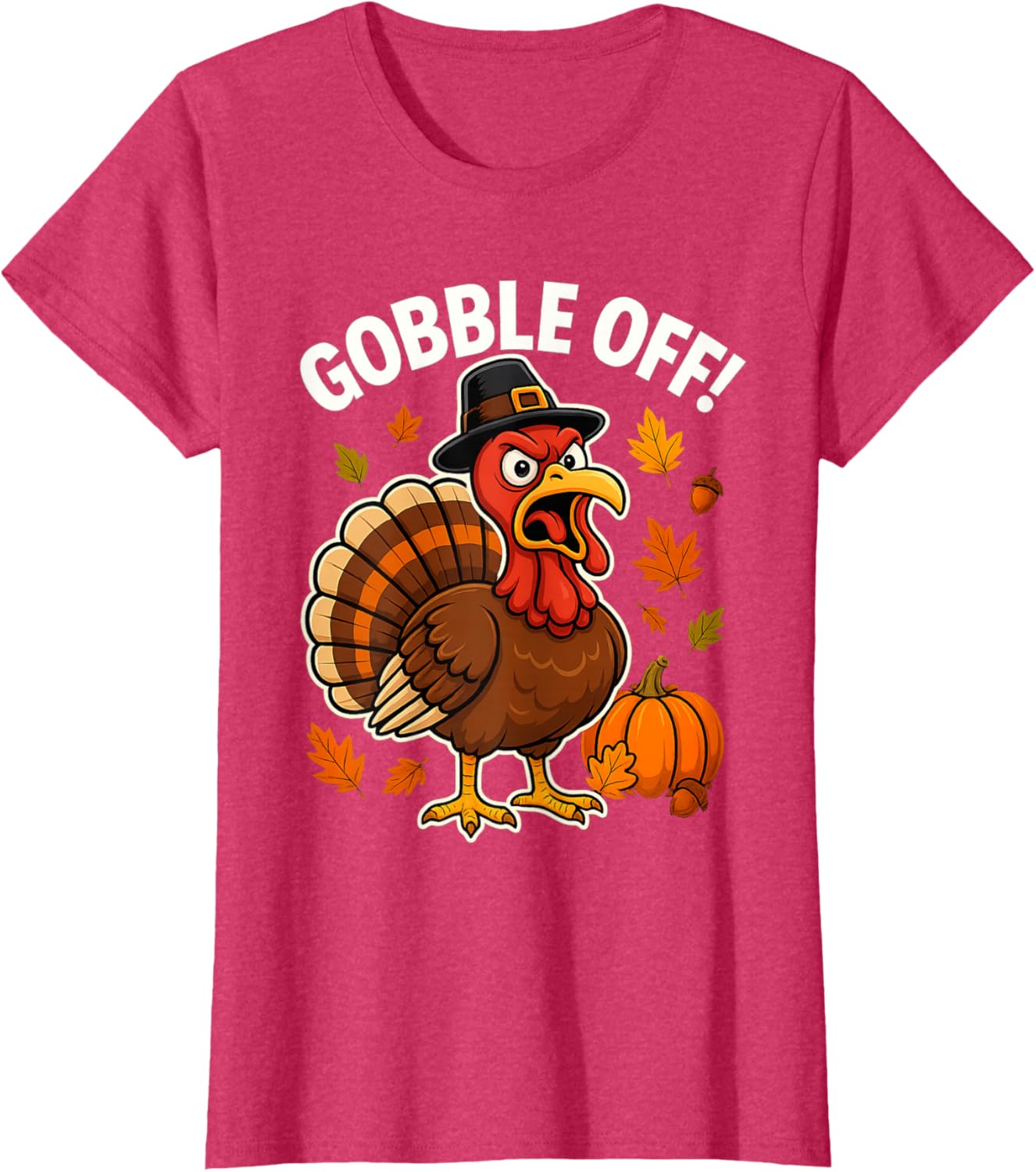 Gobble Off Angry Turkey Shirt Funny Thanksgiving Cartoon Tee T-Shirt