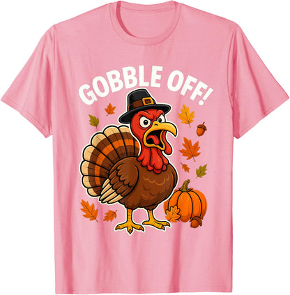 Gobble Off Angry Turkey Shirt Funny Thanksgiving Cartoon Tee T-Shirt