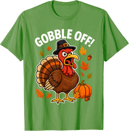 Gobble Off Angry Turkey Shirt Funny Thanksgiving Cartoon Tee T-Shirt