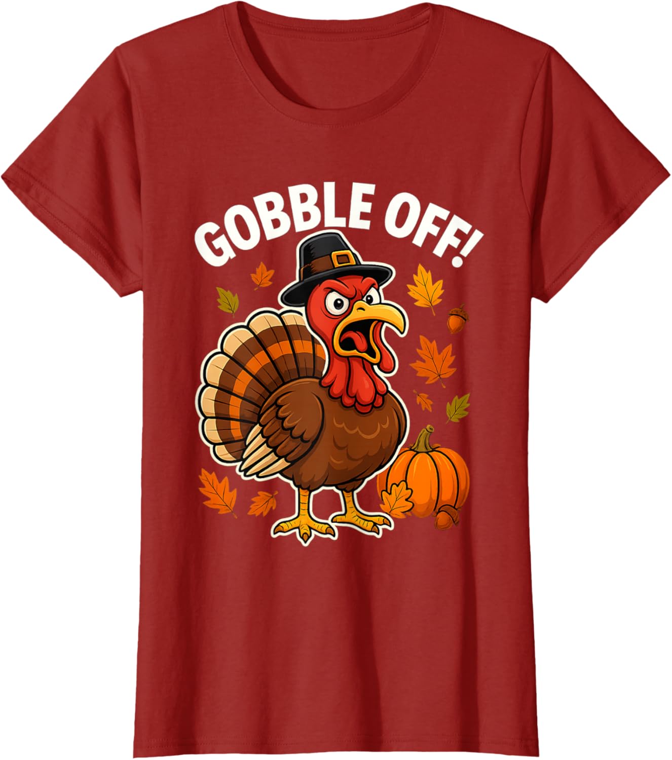 Gobble Off Angry Turkey Shirt Funny Thanksgiving Cartoon Tee T-Shirt