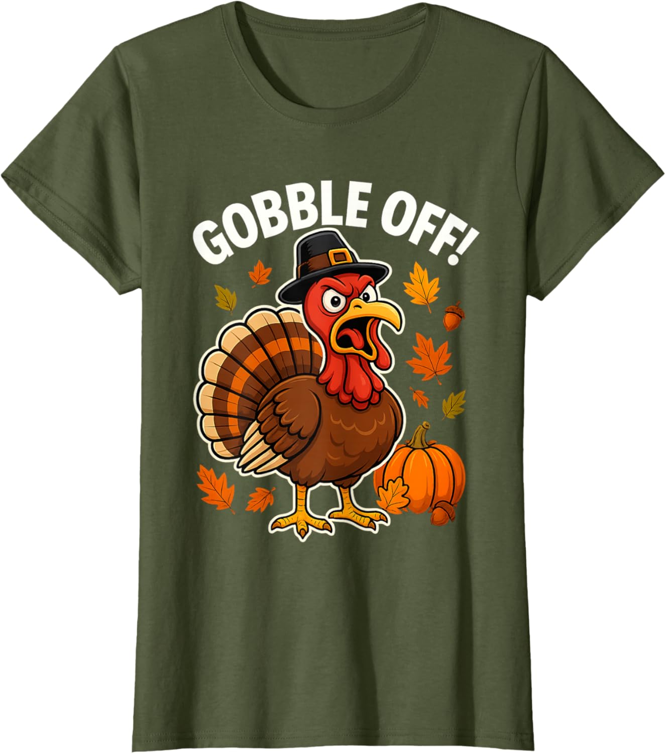 Gobble Off Angry Turkey Shirt Funny Thanksgiving Cartoon Tee T-Shirt