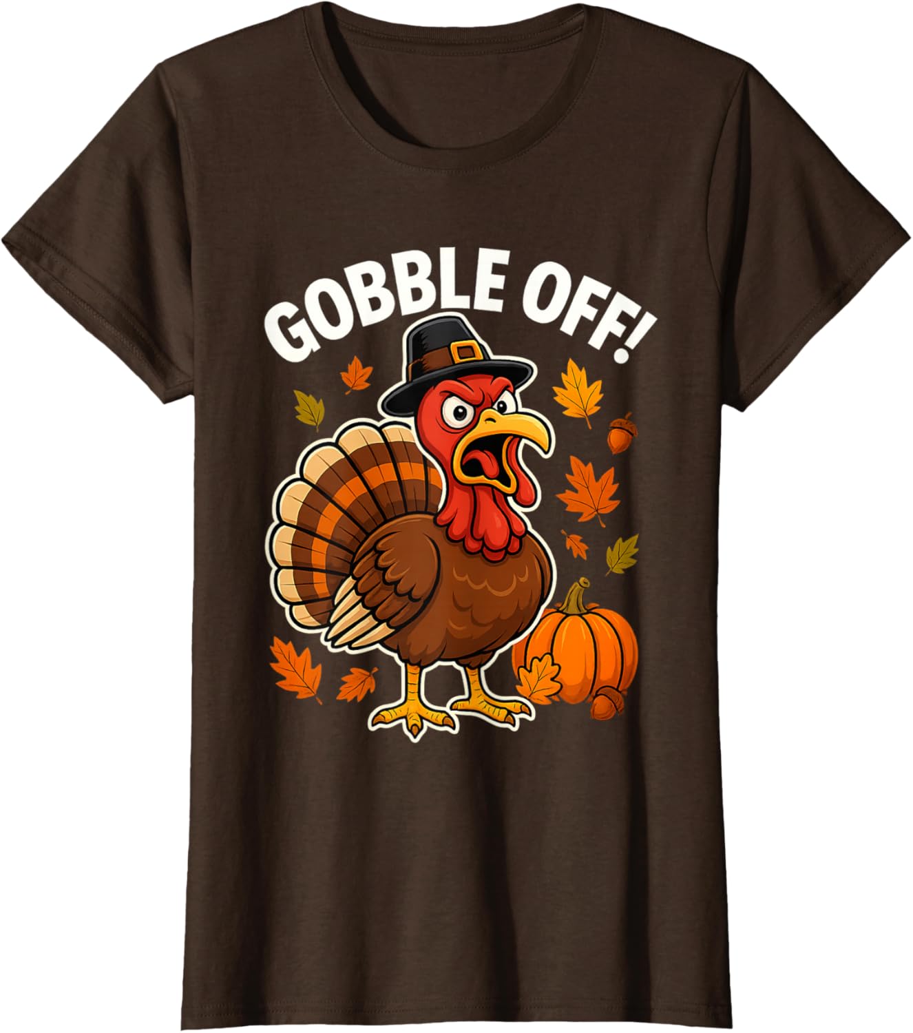 Gobble Off Angry Turkey Shirt Funny Thanksgiving Cartoon Tee T-Shirt