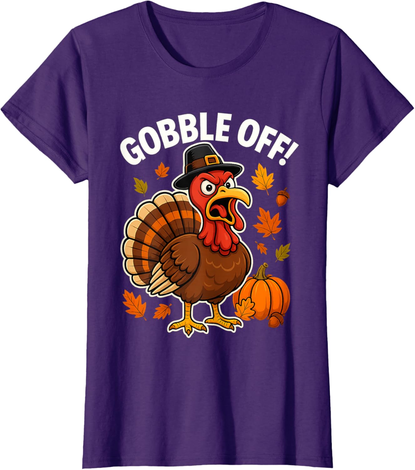 Gobble Off Angry Turkey Shirt Funny Thanksgiving Cartoon Tee T-Shirt