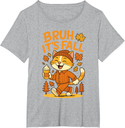 Bruh It’s Fall Funny Autumn Cat Shirt Pumpkin Spice Latte T-Shirt