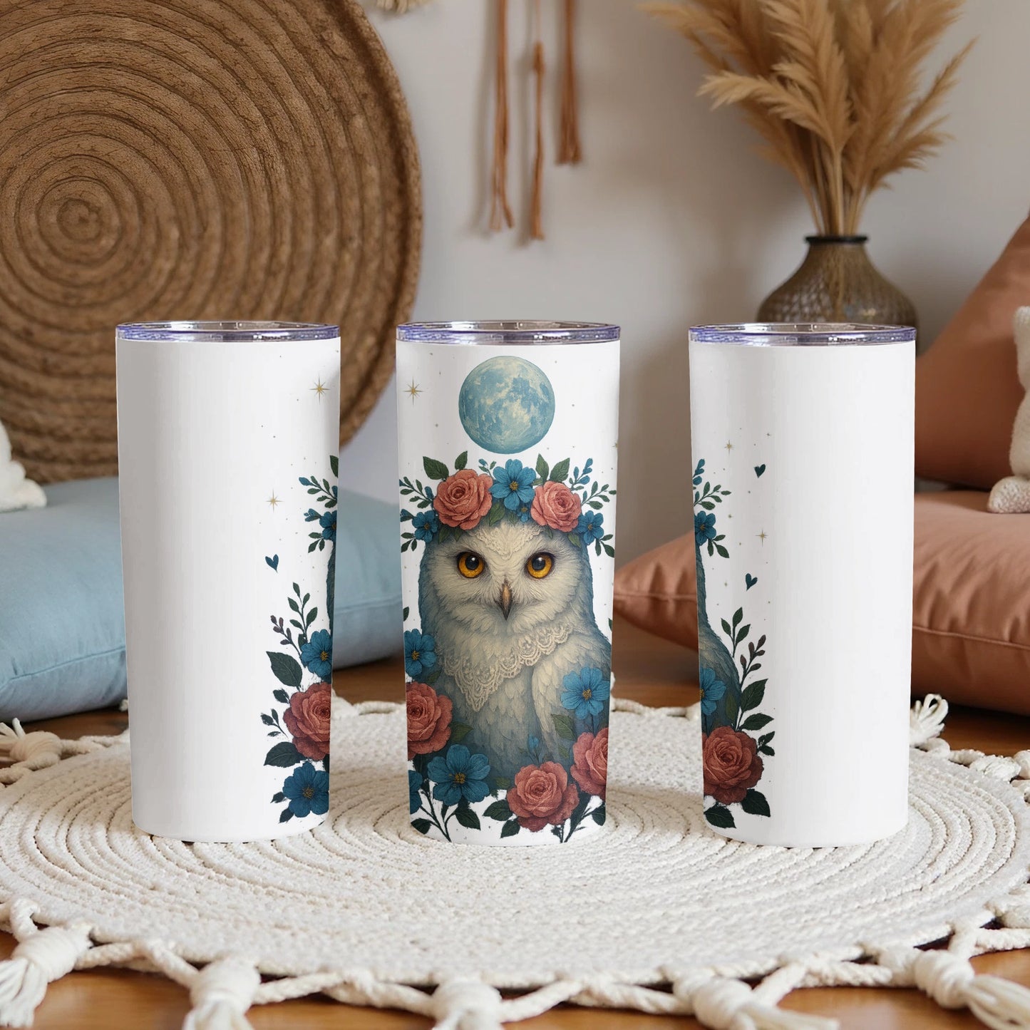 Owl and Floral Design Tumbler for Your Daily Drink product type