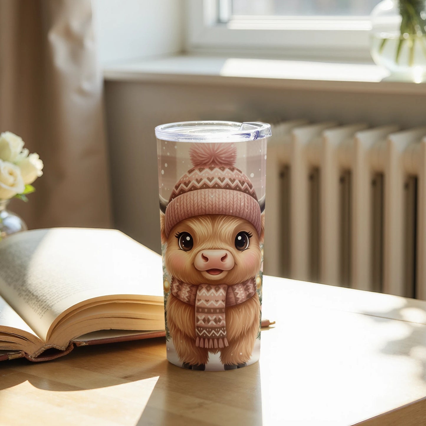 Adorable Highland Cow With Winter Hat Tumbler product