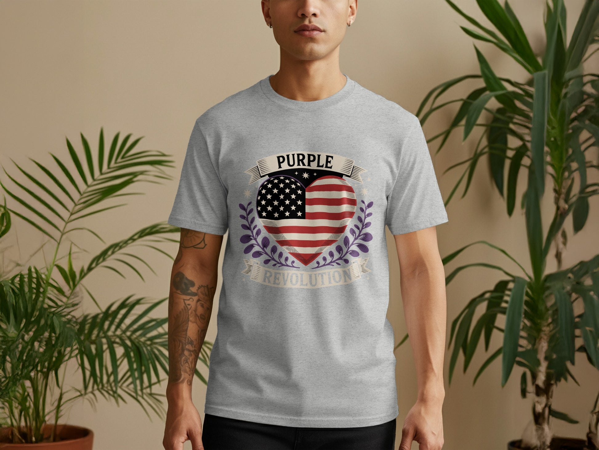 Purple Revolution USA Flag Heart Design T-shirt product