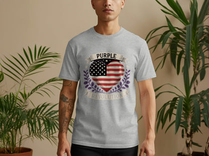 Purple Revolution USA Flag Heart Design T-shirt product