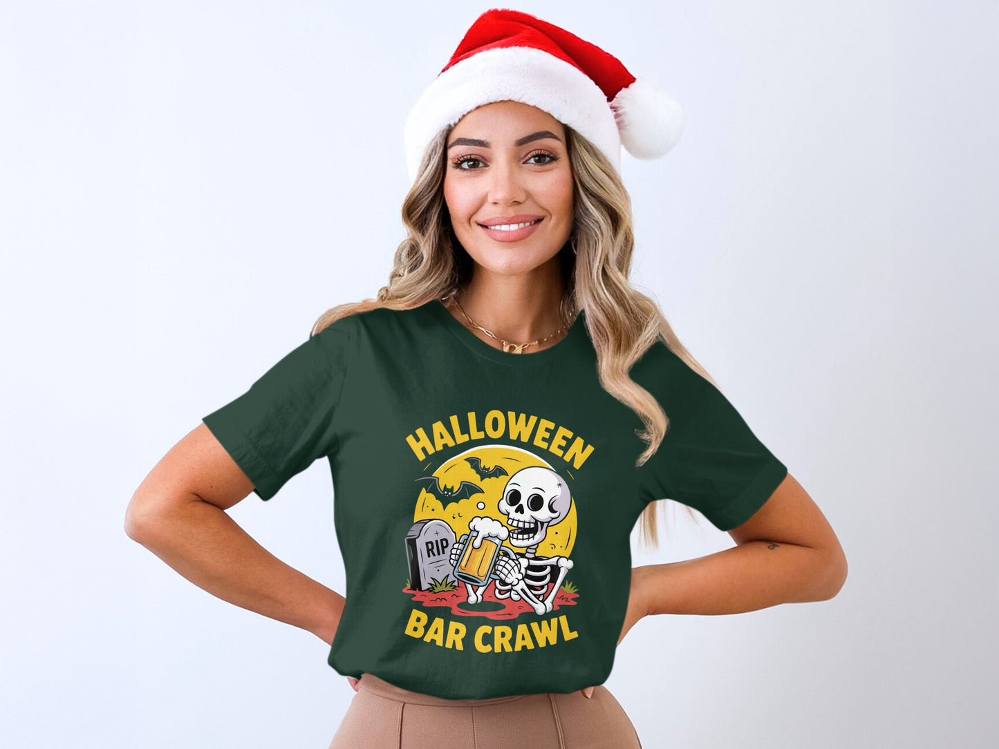 Halloween Bar Crawl Fun Skeleton Design T-shirt product