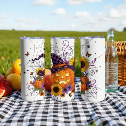 Halloween Themed Pumpkin and Flowers Tumbler product type