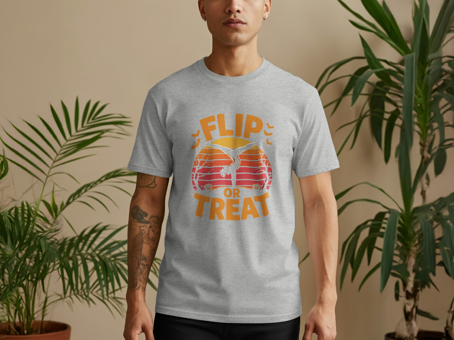 Flip OR Treat Gymnastics Halloween Design Great Outfit T-Shirt