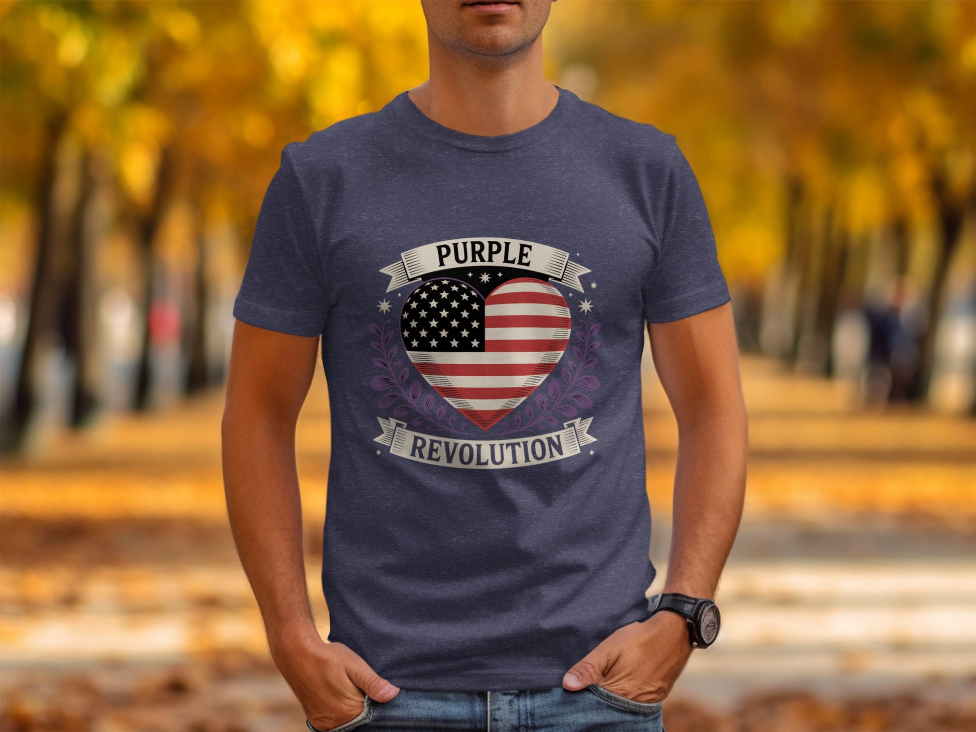 Purple Revolution American Flag Heart Shirt product