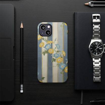 Blue and Yellow Flower Striped iPhone Case product