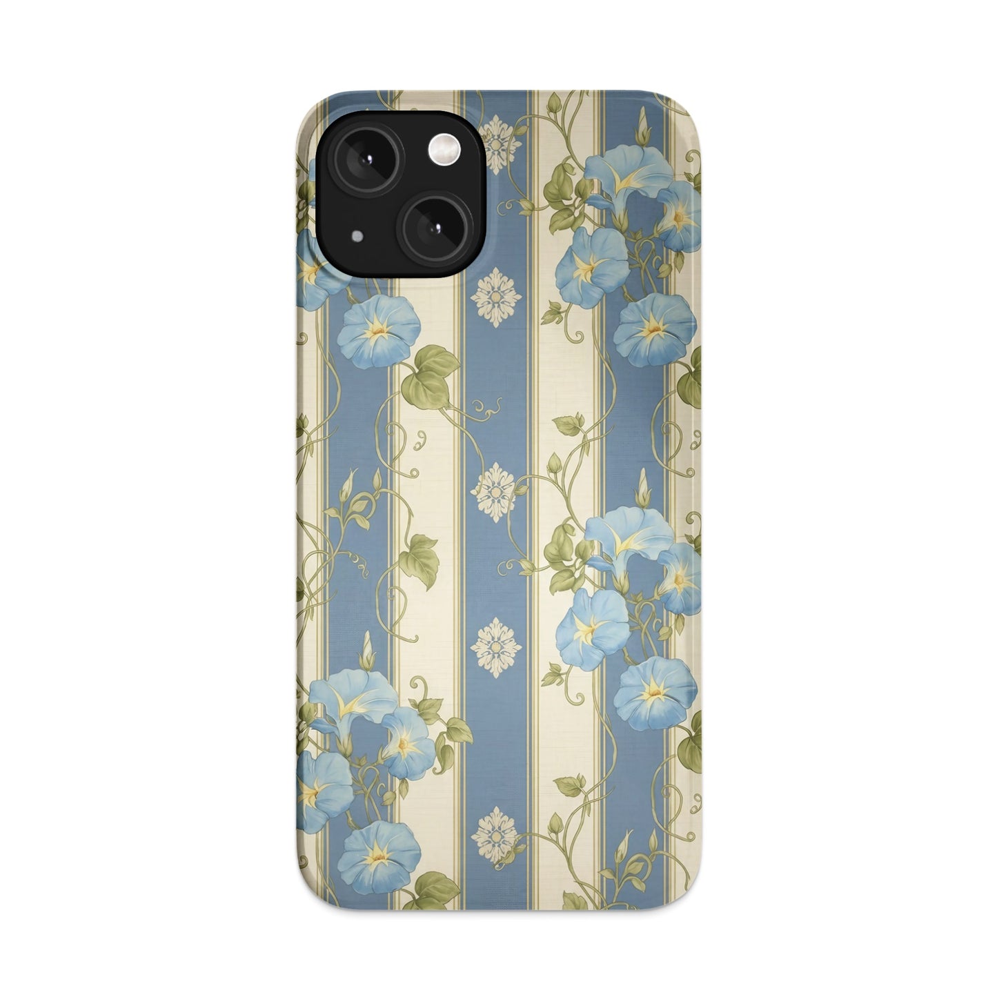 Elegant Blue and Beige Floral Striped Phone Case product