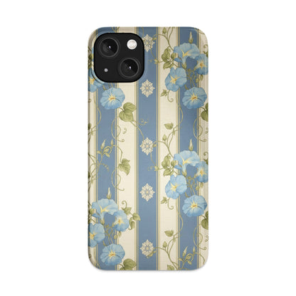 Elegant Blue and Beige Floral Striped Phone Case product